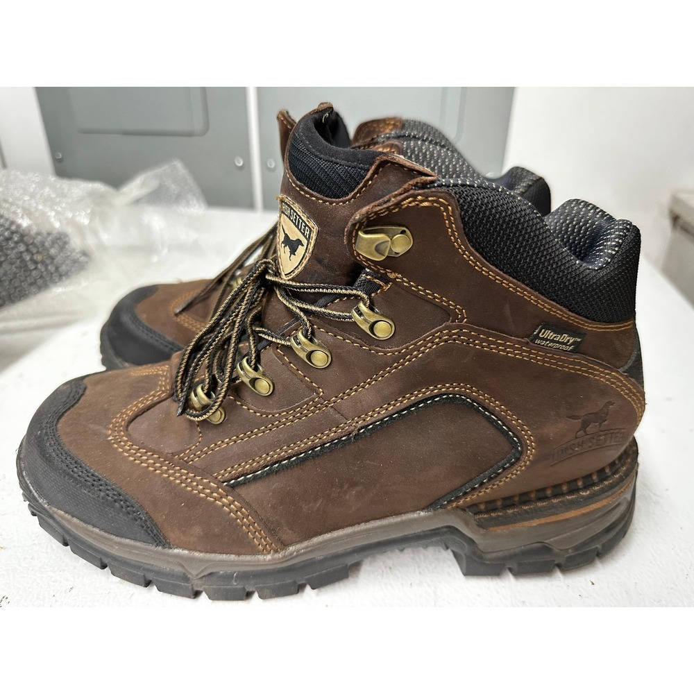 Irish Setter Ely 83402 Mens 10 E2 Brown Leather Waterproof Safety Toe Work Boots